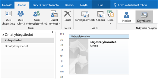 Lisää jäseniä kaksoisnapsauttamalla yhteystietoryhmää.