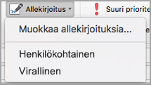 Allekirjoitus-valikko