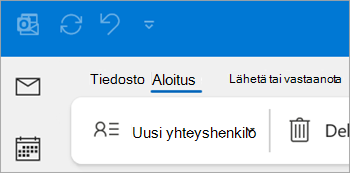 Näyttökuva perinteisen Outlookin valintanauhan Uusi yhteystieto -painikkeesta