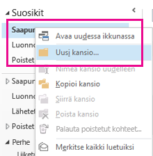 Voit luoda uuden alikansion hiiren kakkospainikkeen valikon avulla.