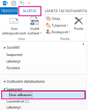 Uusi alikansio luodaan.