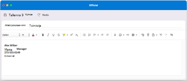 Outlook for Mac allekirjoituksen luominen