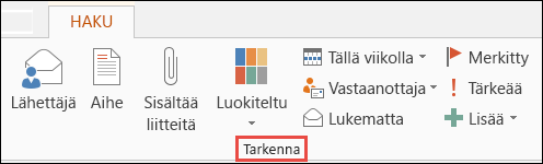 Rajoita hakutuloksia ryhmän tarkennusvaihtoehtojen avulla