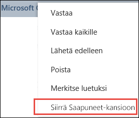 Siirry Saapuneet-kansioon