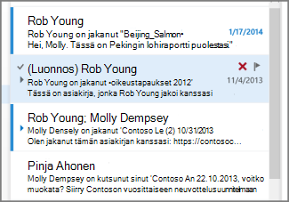 luonnos viestiluettelossa