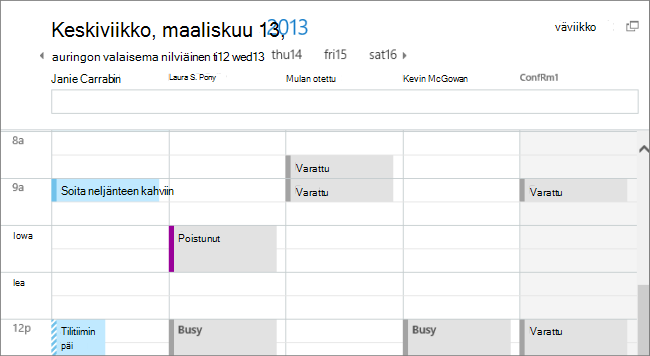 Ajoitustoiminnon ruudukko