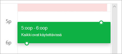 Näyttökuva aikatauluruudukosta