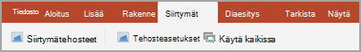 Siirtymät-välilehti