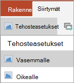 Tehosteasetukset