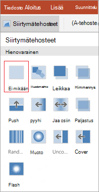 Siirtymien poistaminen