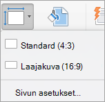 Näyttää Dian koko -valikon