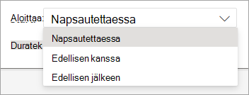 Avattava Aloitus-valitsin, kun animaatiota PowerPointin verkkoversio.