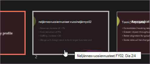Valitse piilotettu dia