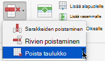 Poista sarake -komento