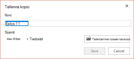 Tallenna kopio -valintaikkuna PowerPoint Onlinessa