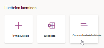 Luo olemassa olevasta luettelosta