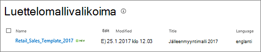 Luettelomallisivu