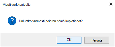 Poista linkin vahvistus -valintaikkuna