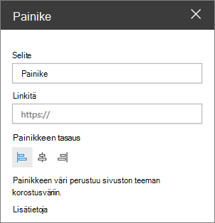 Painikkeen verkko-osan ominaisuusruutu