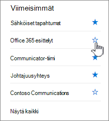 Valitse ontto tähti sivuston vieressä seurataksesi sitä.