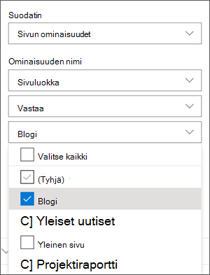 Suodata asetukseksi Blogit Uutiset-verkko-osaruudussa
