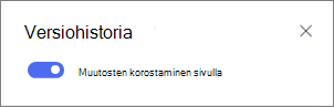 Näytä versioerot sivulla vaihtamalla