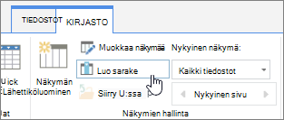 SharePoint Online -kirjaston sarakkeenluomislinkki
