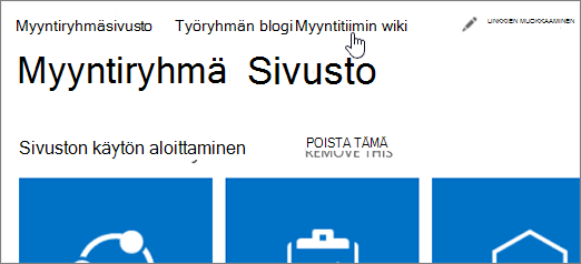 Suosituimmat linkit, joissa on yksi valittuna.