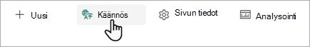 Näyttökuva, jossa näkyy, mistä SharePoint-sivun kääntäminen aloitetaan.
