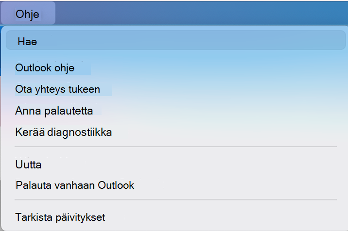 uudet outlookin asetusten vaihtopainike