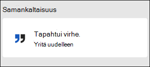 Virhe Word:ssä tapahtui virhe