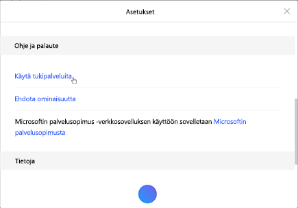 Napauta Käytä tukipalveluita