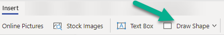 Piirrä muodot -asetukset ovat Vision verkkoversion Lisää-välilehdessä.