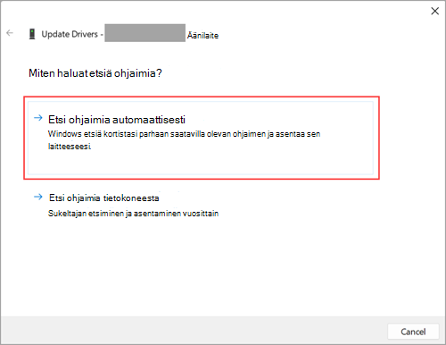 Hae ääniohjaimia Windows 11 Asetukset.