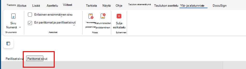 Muokkaa H&F Parittomat sivut verkossa