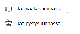 Näyttökuva Tasaa objektit -kohdan horisontaalisen ja pystysuuntaisen tasauksen asetuksista.