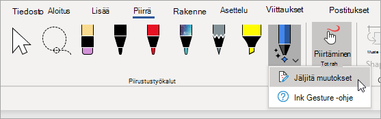Valitse Käsinkirjoituseditori-kynässä Jäljitä muutokset.