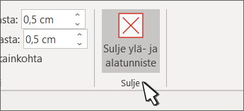 Sulje otsikko -painike