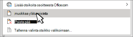 Otsikko-valintaikkunassa valittu muokkaa otsikkoa