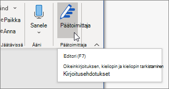 Avaa Tekstin korjaustoiminnot -ruutu valitsemalla Tekstin korjaustoiminnot Aloitus-välilehdessä tai painamalla F7.
