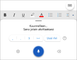 Näyttökuva sanelusta Android-puhelimessa.