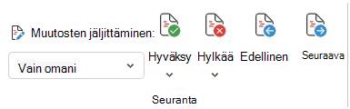 Word-verkon muutosten jäljitysvalikko