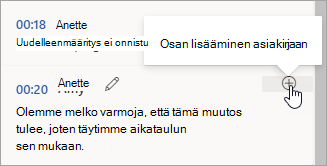Valitse Lisää osio asiakirjaan