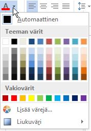 Fonttivärivalikoima