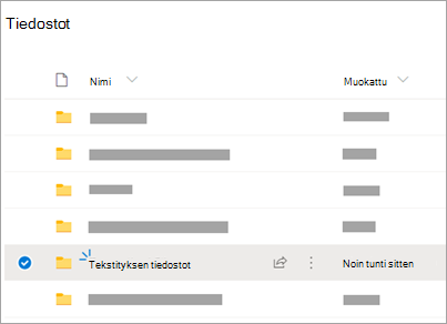 OneDrive-kansiot, joissa näkyy litteroitujen tiedostojen kansio