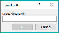 Lisää kenttä -valintaikkunan avulla voit lisätä mukautettuja kenttiä yhdistämisluetteloon