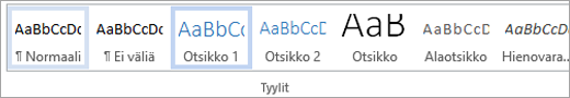 Korostettu tyyli tyylivalikoimassa