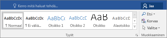 Tyylivalikoima on Aloitus-välilehdessä.