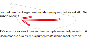 Piirretty kohde valitaan Vapaa valinta -työkalulla