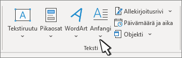 Anfangi-asetus on Lisää-välilehdessä.